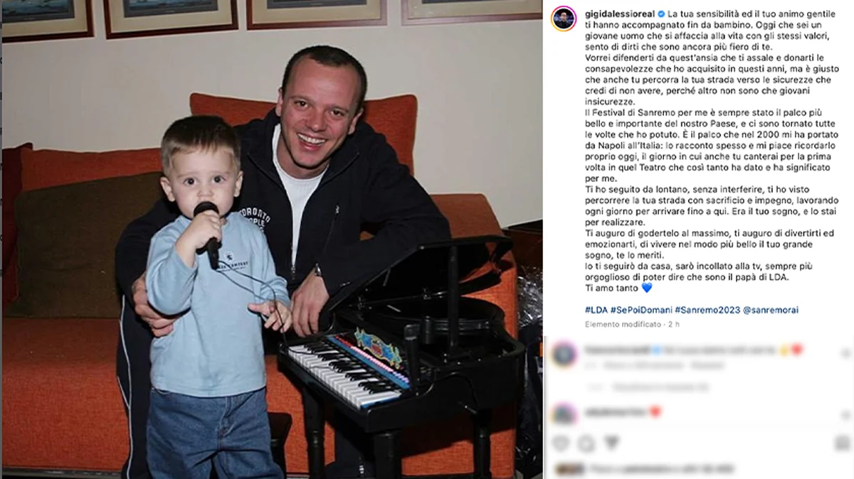 Gigi D'Alessio e il messaggio per il figlio LDA in gara a Sanremo:  Sento  di dirti che