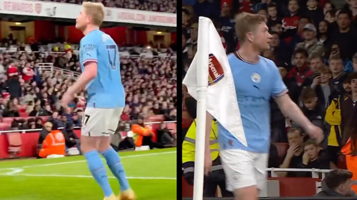 Kevin de Bruyne che provoca i tifosi dell'Arsenal dopo la sostituzione,