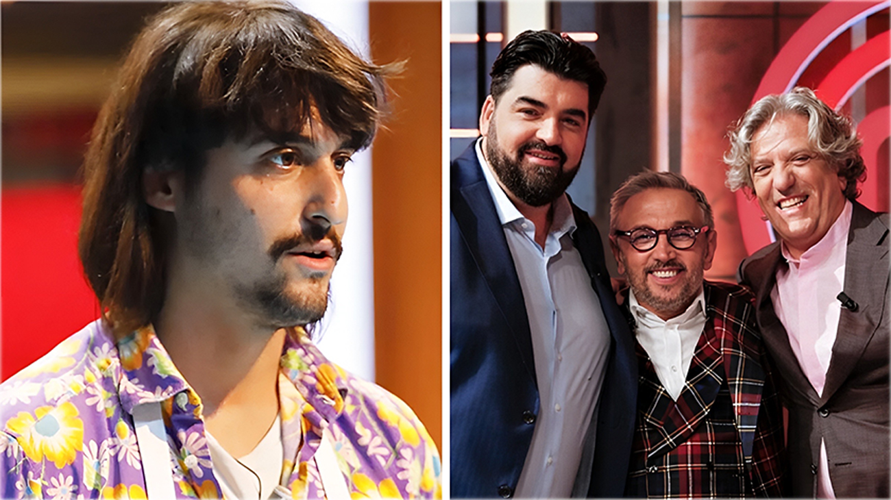 Edoardo presenta il piatto "Ho fatto schifo" ai giudici di MasterChef