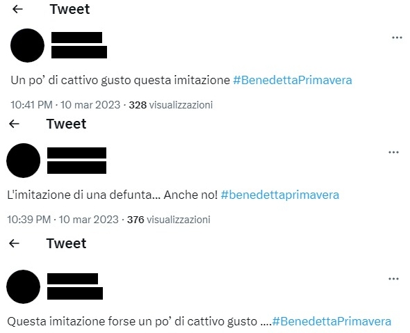 Commenti del pubblico sull'imitazione di Loretta Goggi