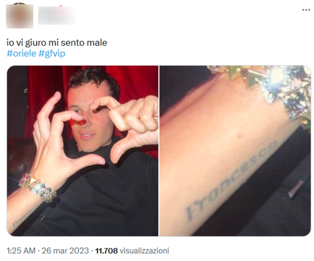 Il tatuaggio di Antonella sul polso: ben visibile c'è la scritta 'Francesco'