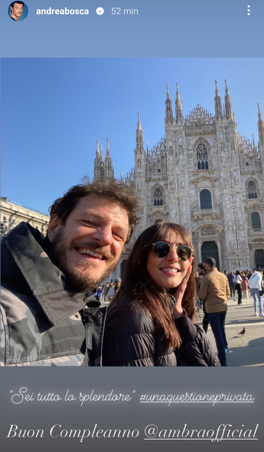 Andrea Bosca augura buon compleanno alla sua compagna di vita Ambra Angiolini. Fonte: andreabosca - Instagram