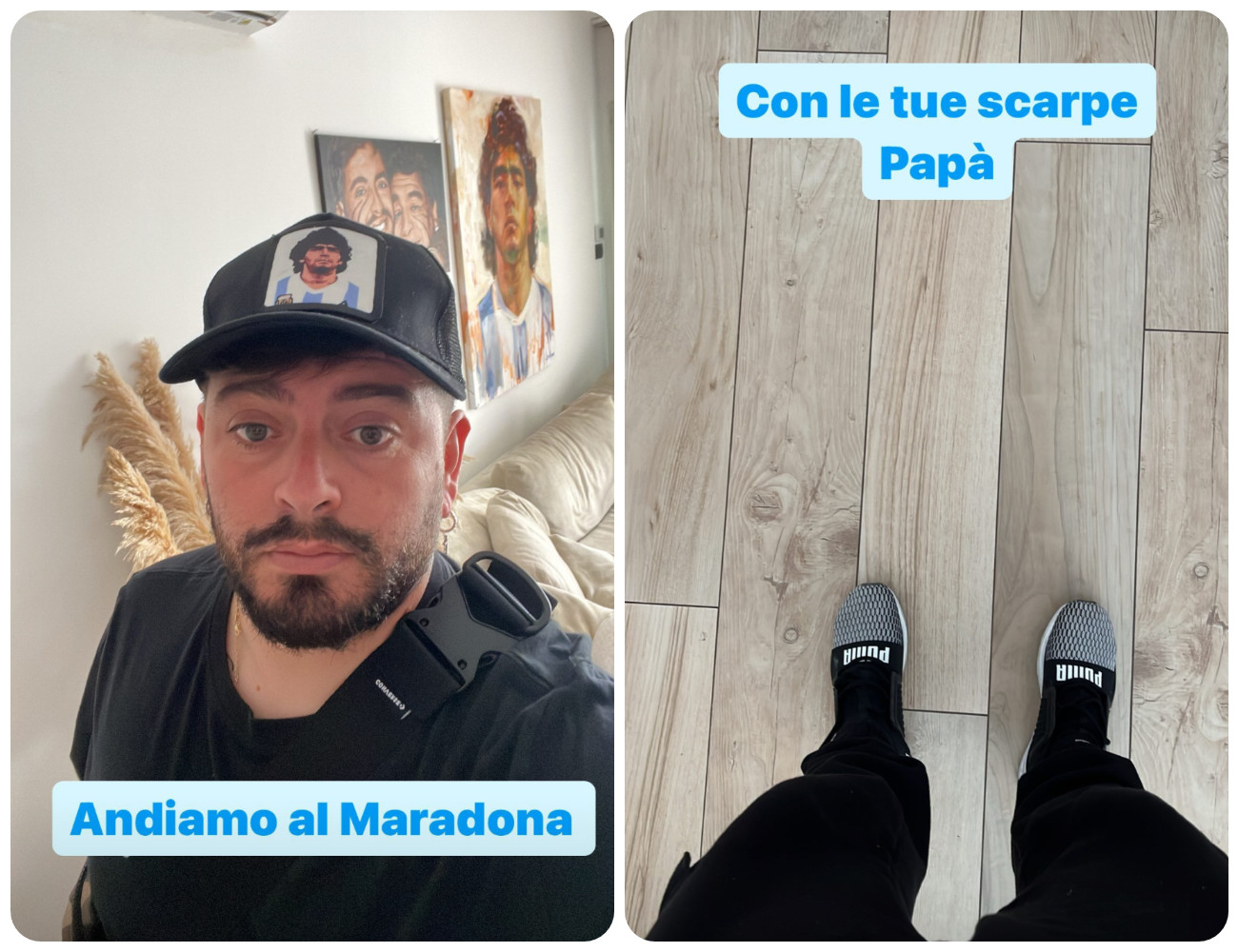 Diego Maradona Junior si prepara per andare allo stadio. Fonte: diegomaradonajunior - Instagram