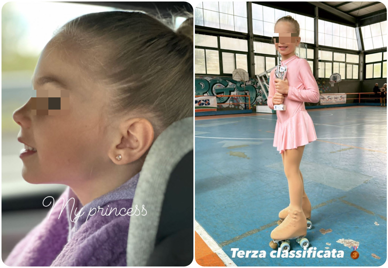 Isabel Totti e la medaglia di bronzo per il pattinaggio, fotografata da mamma Ilary Blasi. Fonte: ilaryblasi - Instagram
