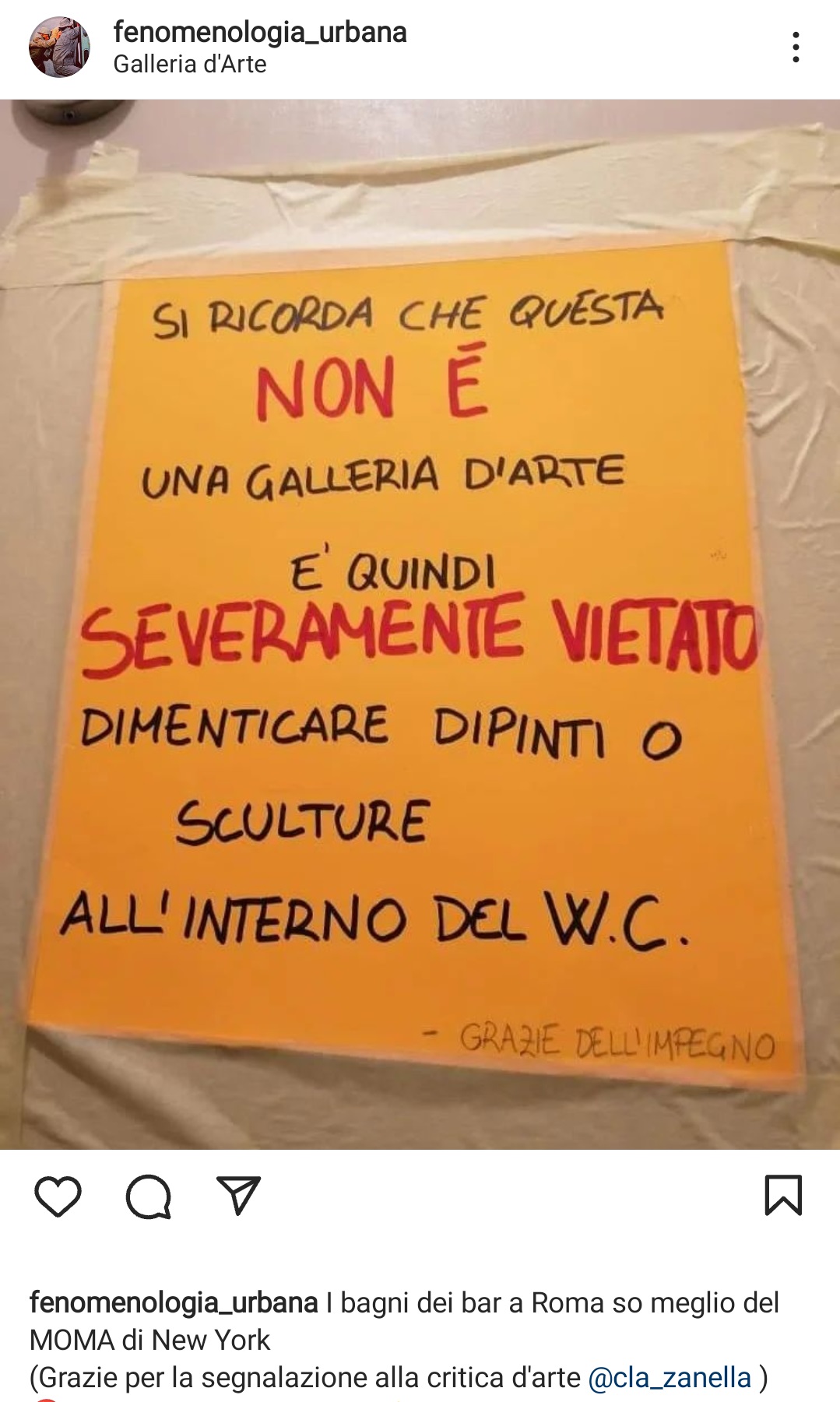 Un cartello geniale direttamente da Roma. Fonte: fenomenologia_urbana - Instagram
