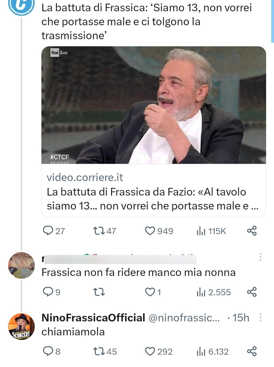 La risposta di Nino Frassica al suo hater su Twitter