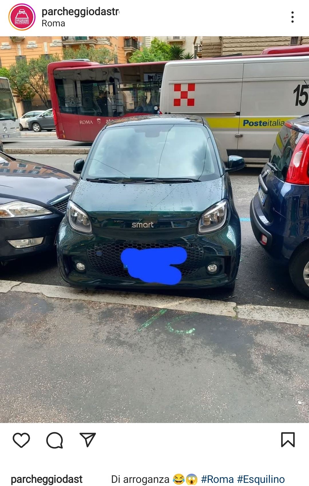 Il parcheggio di 'arroganza' da Roma, quartiere Esquilino.