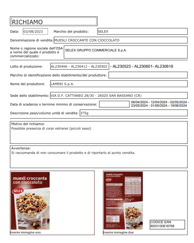 cereali ministero