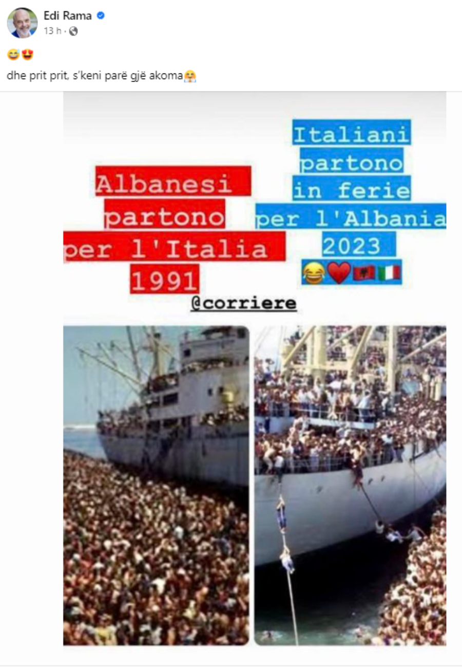 Edi Rama turismo italiano Albania
