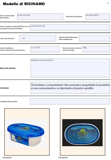richiamo lotti ritirati dolci salmonella