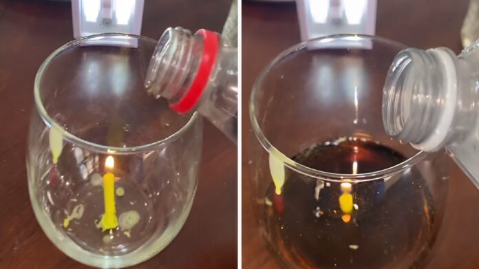 acqua coca cola candela esperimento