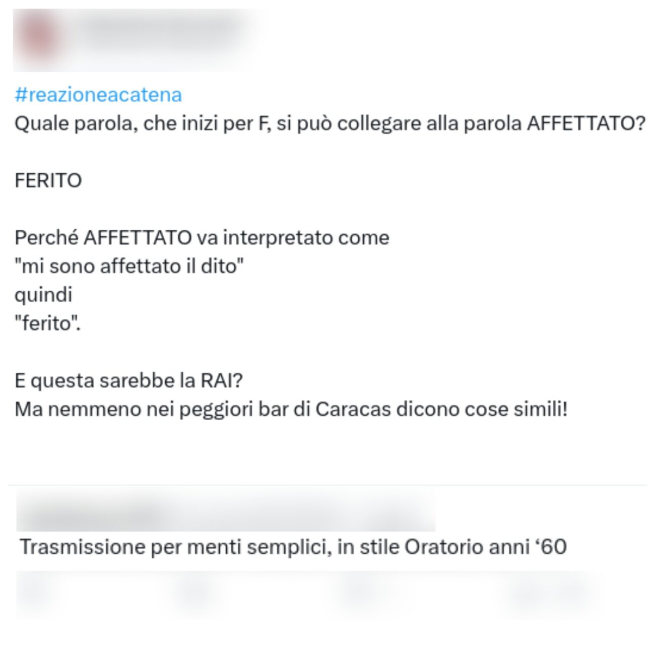 Reazione a Catena, una parola scatena i social contro gli autori I Dai e Dai nel mirino Reazione a Catena, una parola scatena i social contro gli autori I Dai e Dai nel mirino