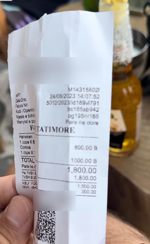 Albania, scontrino assurdo per due birre:
