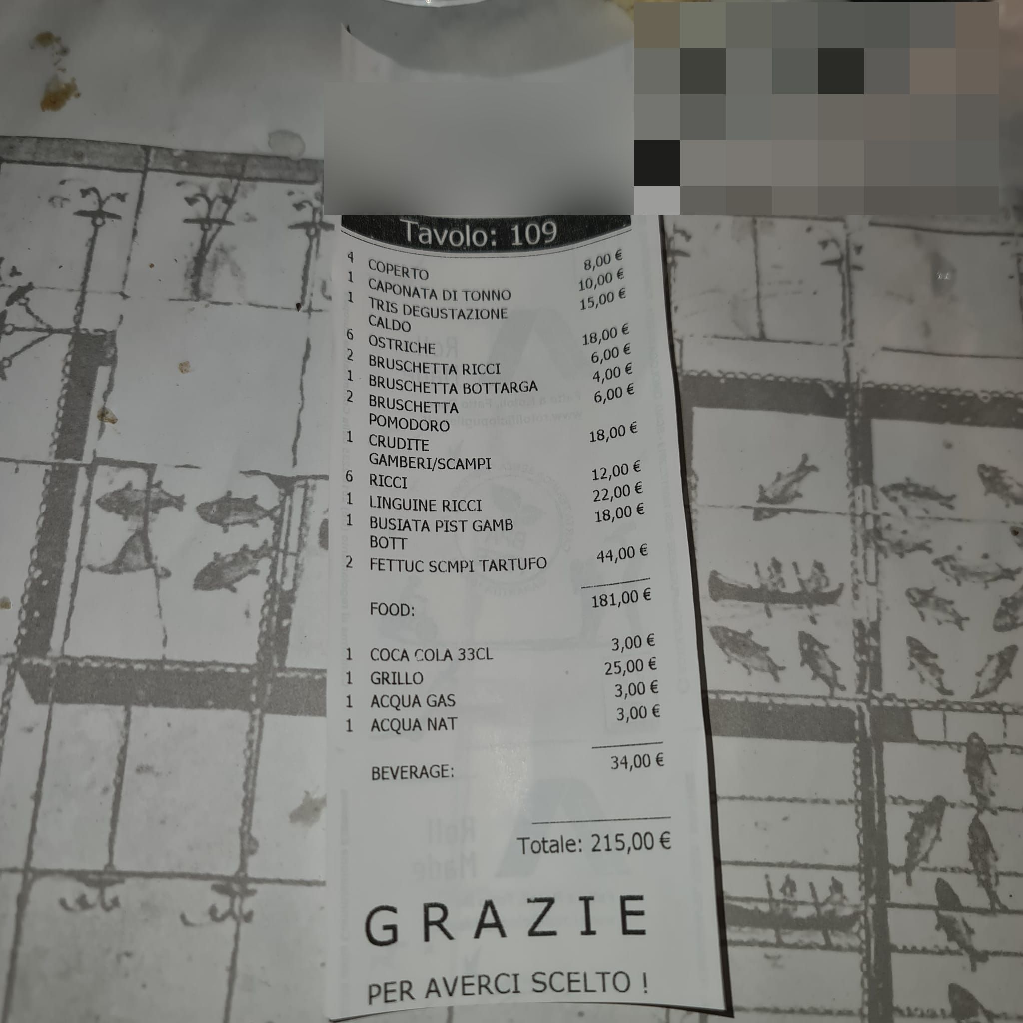 Ma chi sostiene che si è speso tanto.. ha una minima idea di quanto costi attualmente al ristoratore il pesce fresco e soprattutto le crudità?