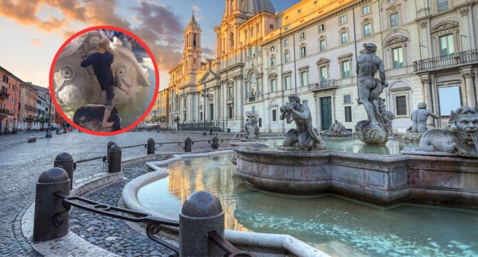 Roma, l'incivile gesto di un cittadino nella fontana storica: 