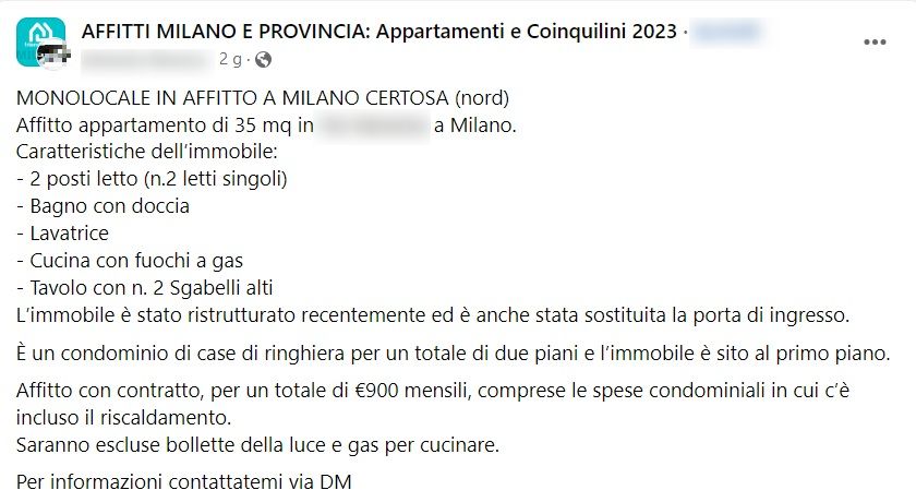 Affitti Milano, il prezzo di un monolocale di 35 mq in periferia indigna il web: