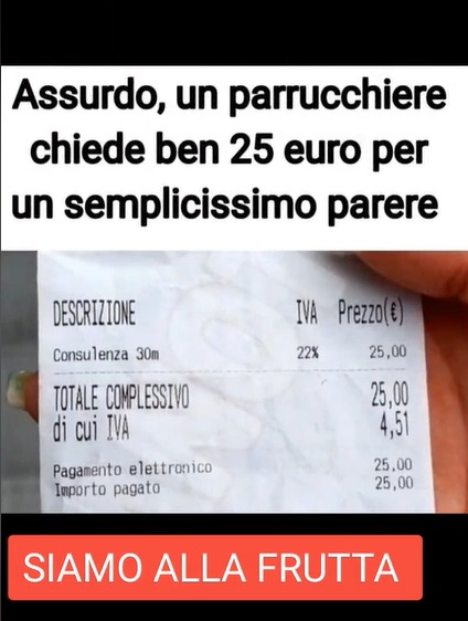 "Guardate quanto ho pagato per un semplice parere": cliente mostra lo scontrino del parrucchiere