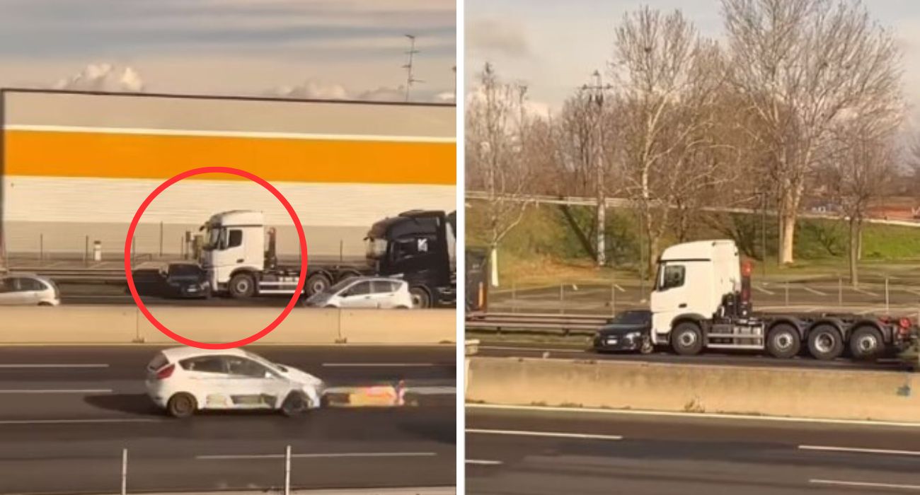 Bologna, resta a piedi con l'auto in autostrada ma un audace autista di camion corre in suo aiuto