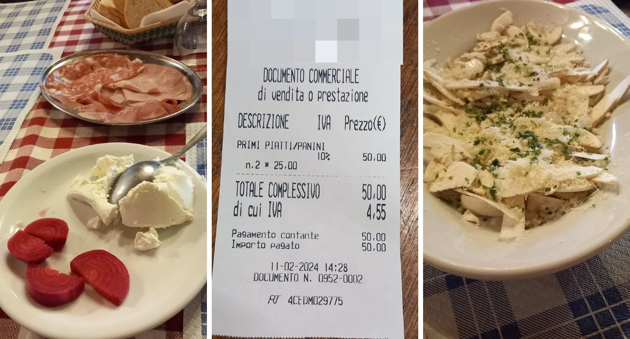 Emilia-Romanga, si fermano a mangiare nella locanda tipica: "Questo è lo scontrino, cosa abbiamo preso in 2 per 50 euro"