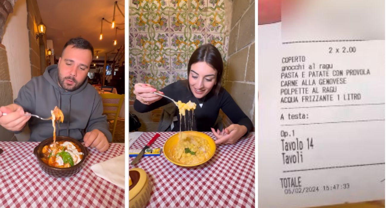 "Pasta e patate, carne alla genovese e polpette al ragù: questo è lo scontrino del pranzo tipico in un'osteria a Napoli"