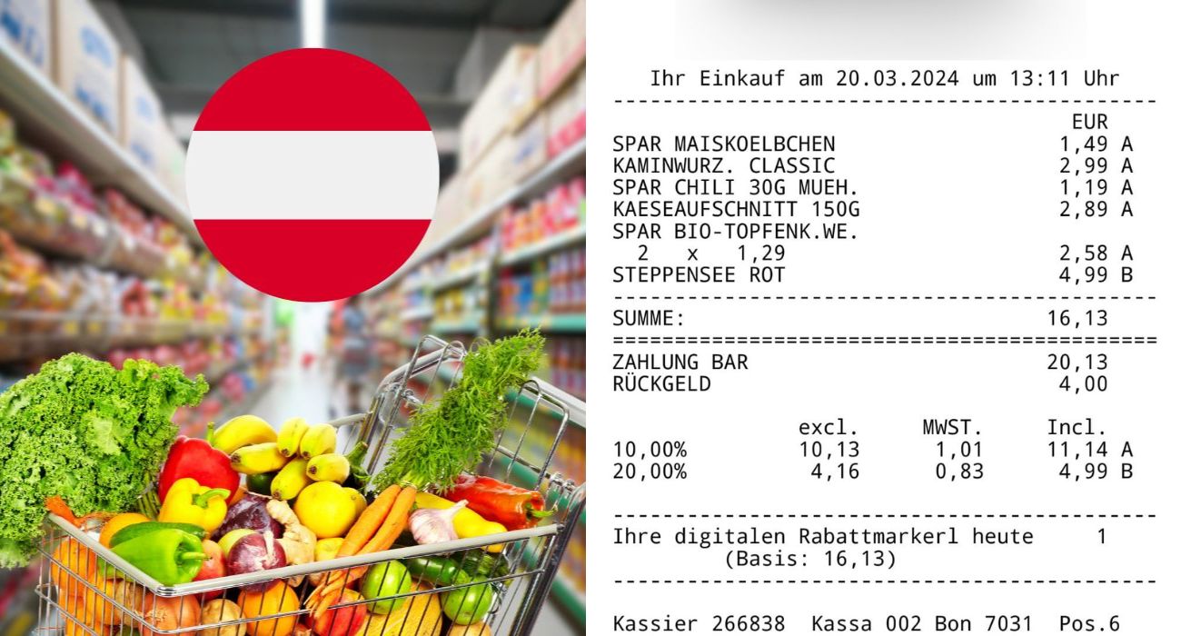 Austria, mostra lo scontrino del supermercato: "Altro che Italia", ma gli fanno notare un dettaglio