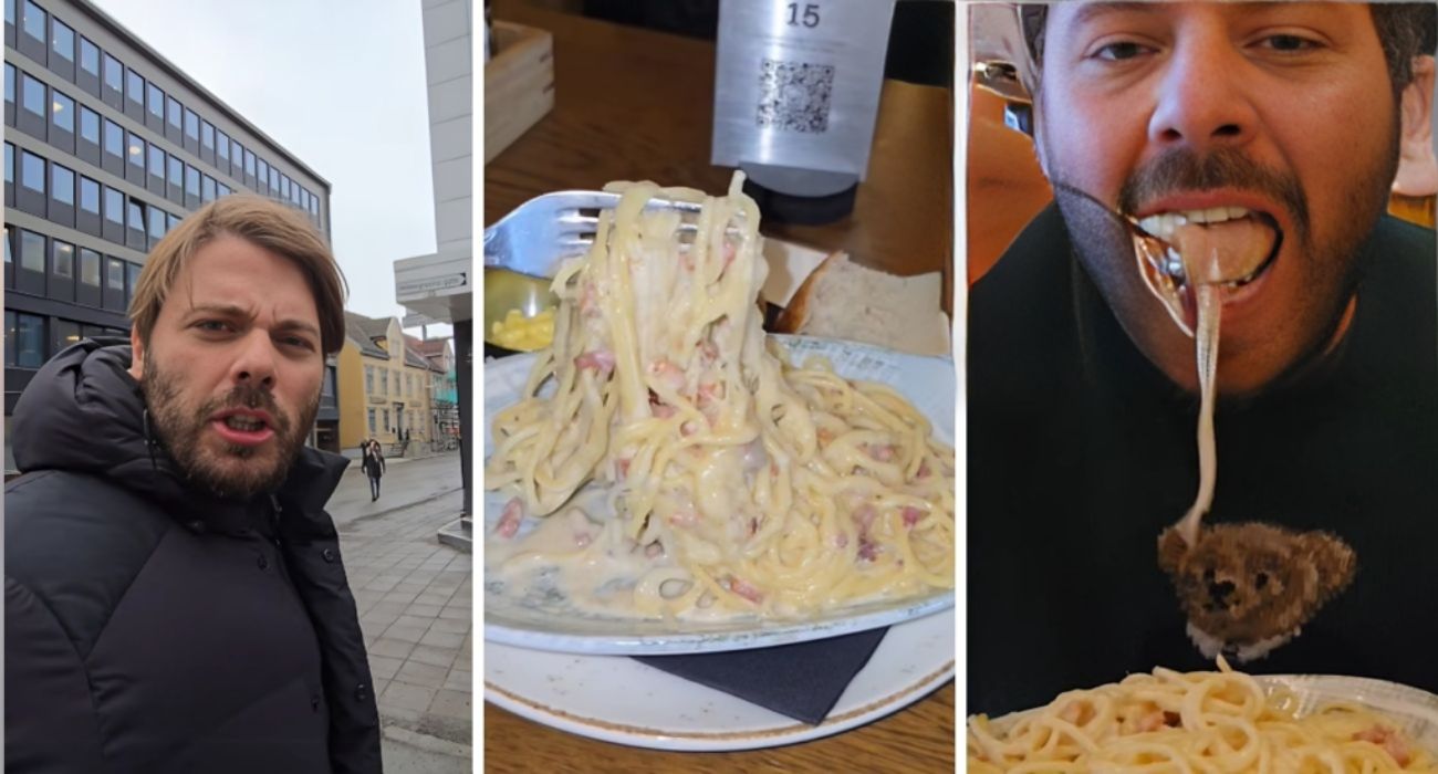 Norvegia, influencer italiano assaggia la carbonara del ristorante da 16 euro: la sua reazione è inequivocabile