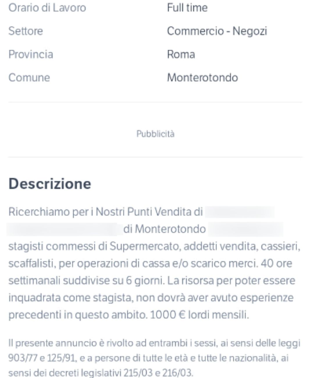 Roma supermercato