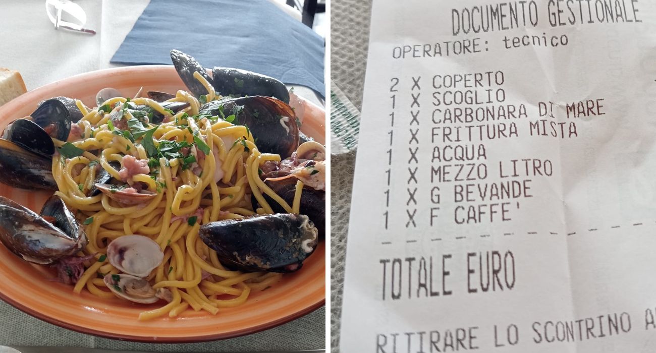 Toscana, mostra lo scontrino del ristorante a Porto Santo Stefano: "Quanto ho pagato la carbonara di mare"