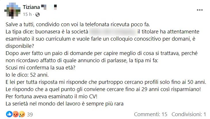 52enne va al colloquio di lavoro: quando rivela la sua età, riceve una risposta umiliante