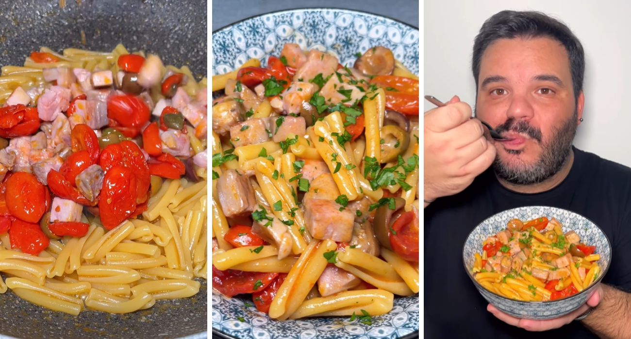 Pronta in 10 minuti con una sola padella: la pasta tonno, pomodorini e olive di Giovanni Mele è irresistibile