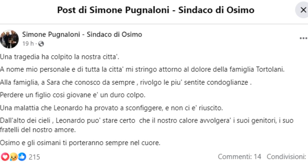 Marche Leonardo tumore