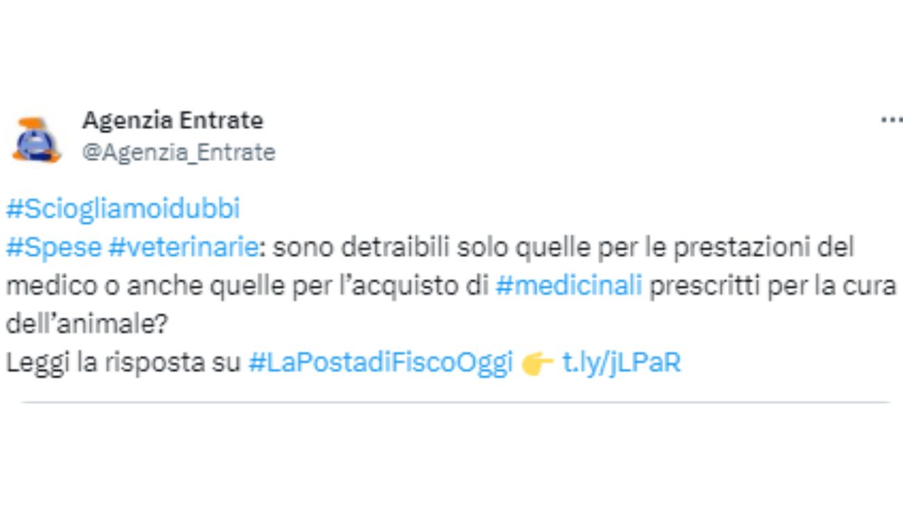 Spese veterinarie detraibili