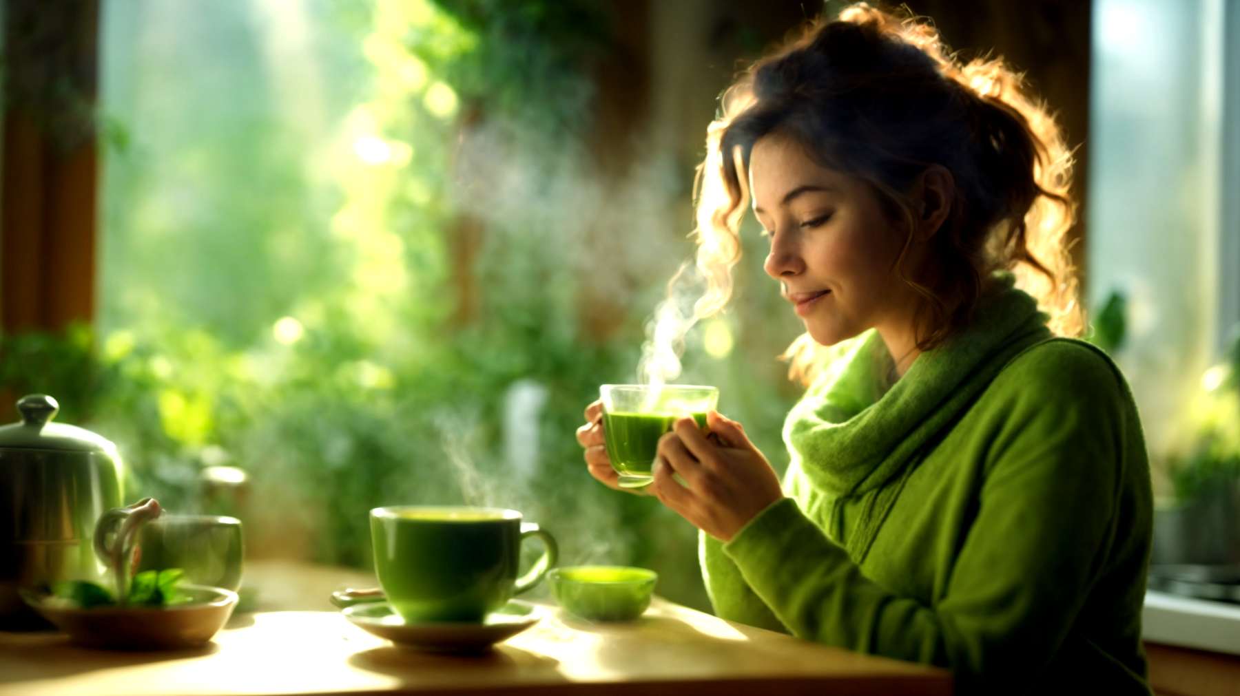 Tazza di tè verde foglie di tè cronometro"
