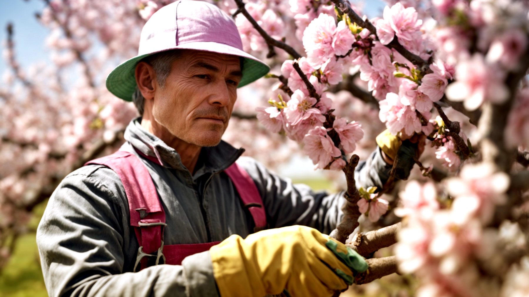 fiori di mandorlo attrezzi da potatura albero di mandorlo"