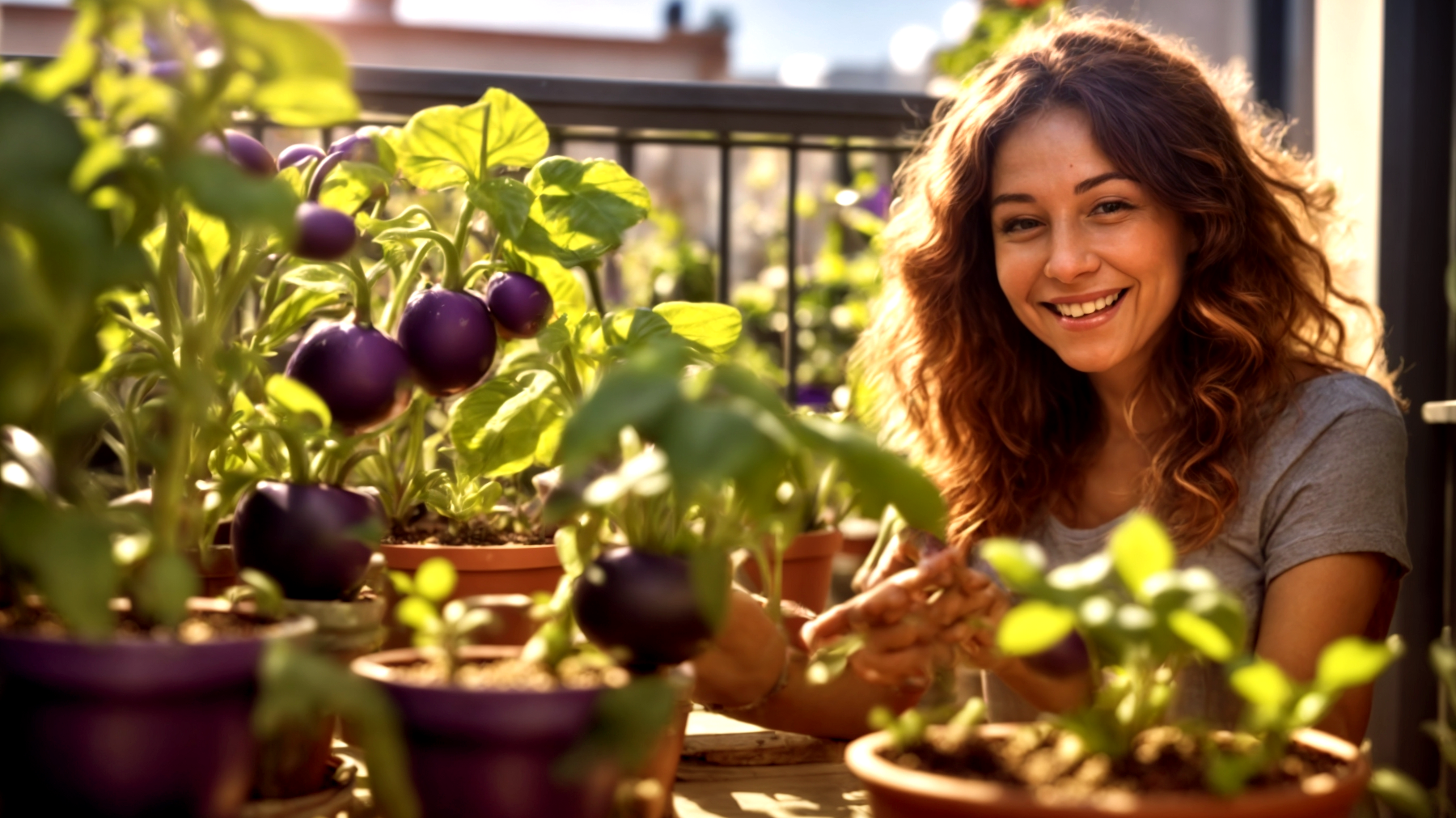 vaso di terracotta melanzane sole"