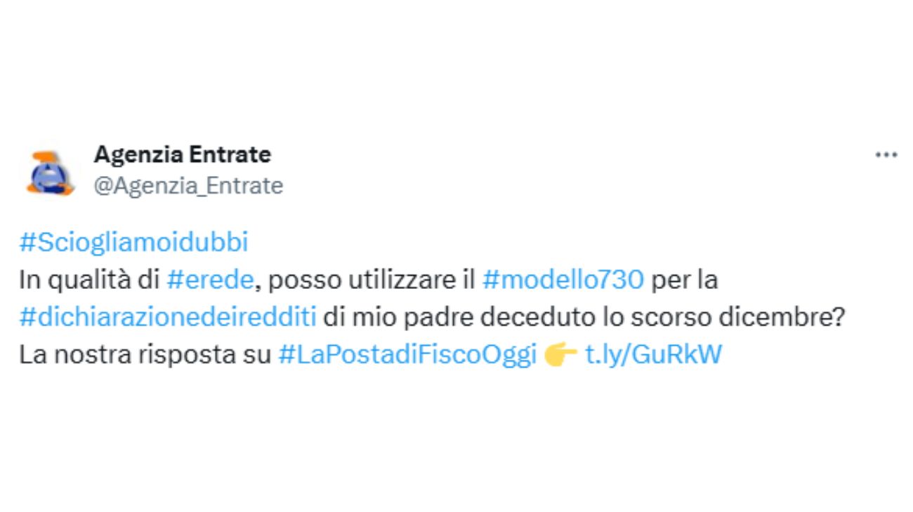 Modello 730 genitore deceduto