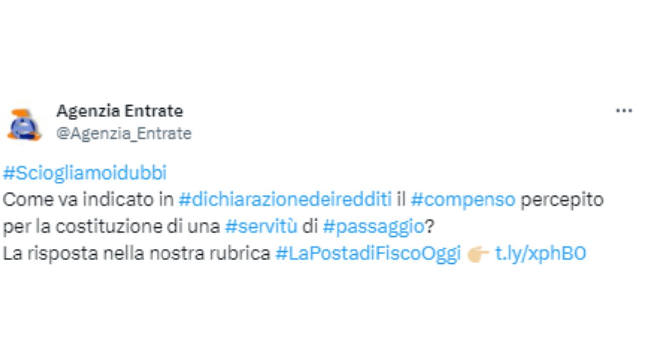 Dichiarazione dei redditi servitù