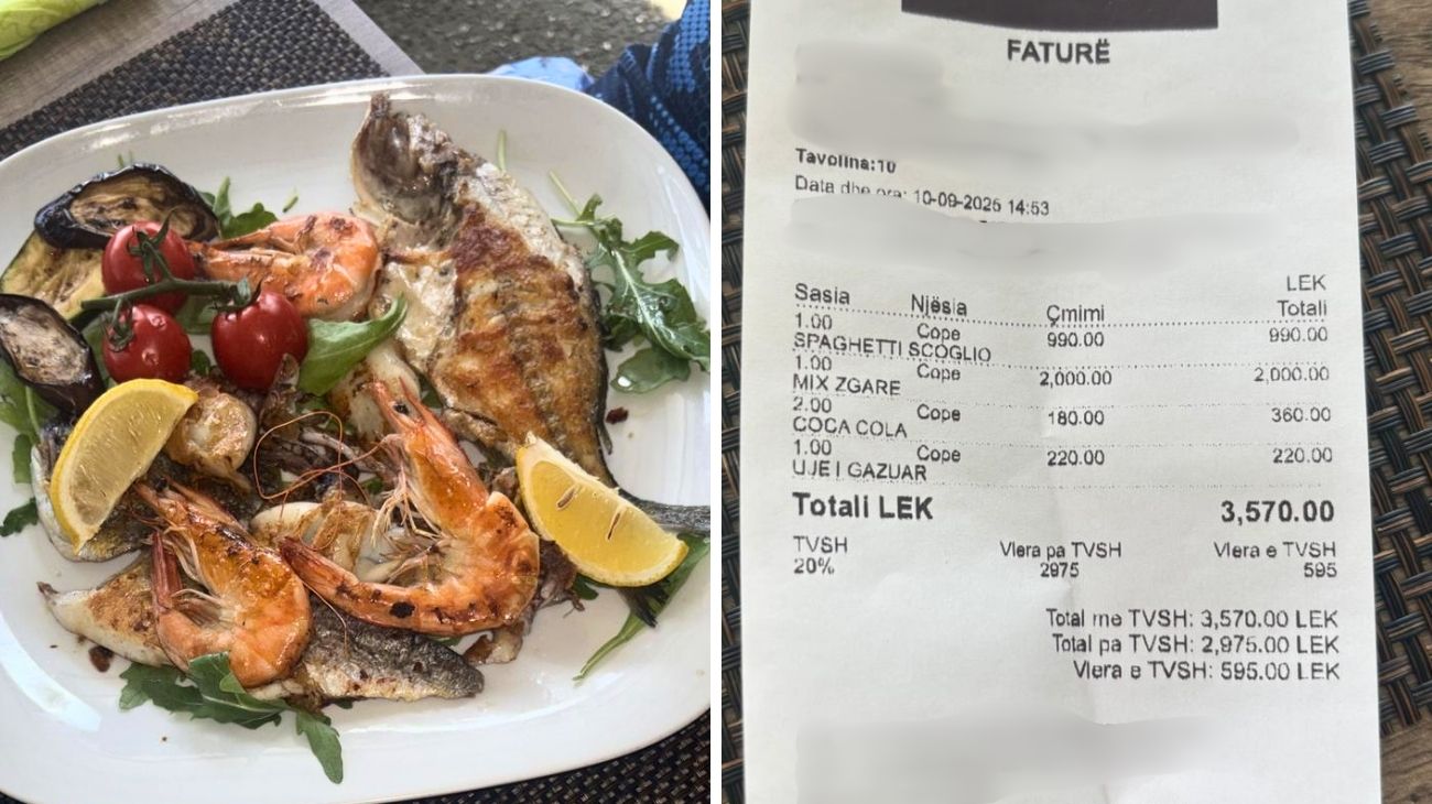 Albania ristorante italiano scontrino