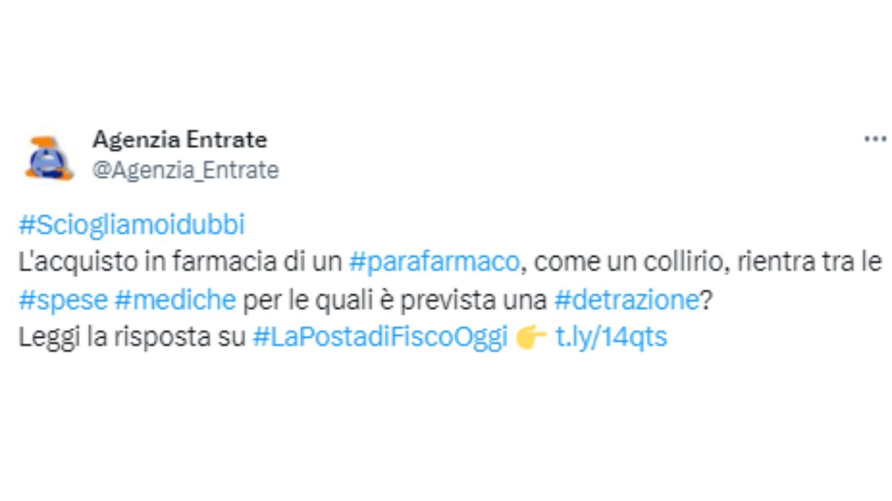 Detrazioni parafarmaci spese mediche