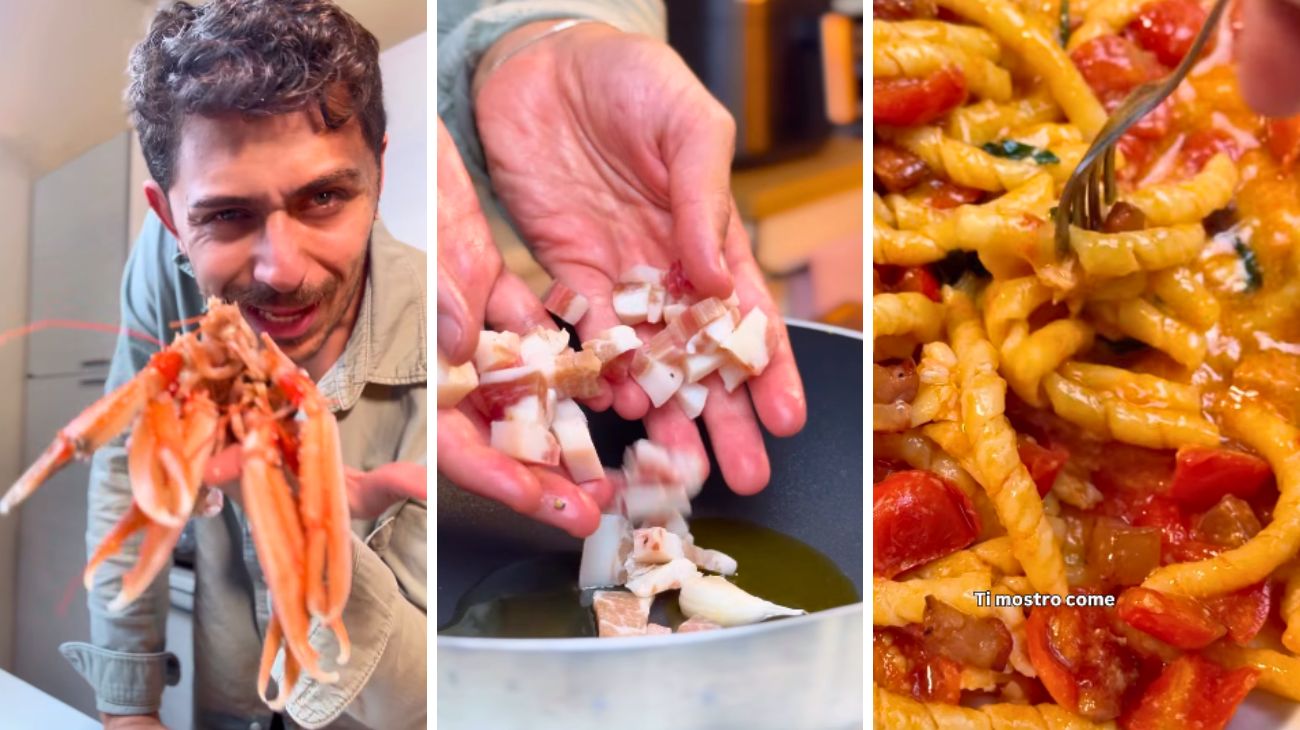 Fusilli guanciale e scampi