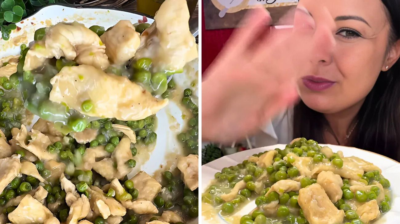 Pollo cremoso con piselli