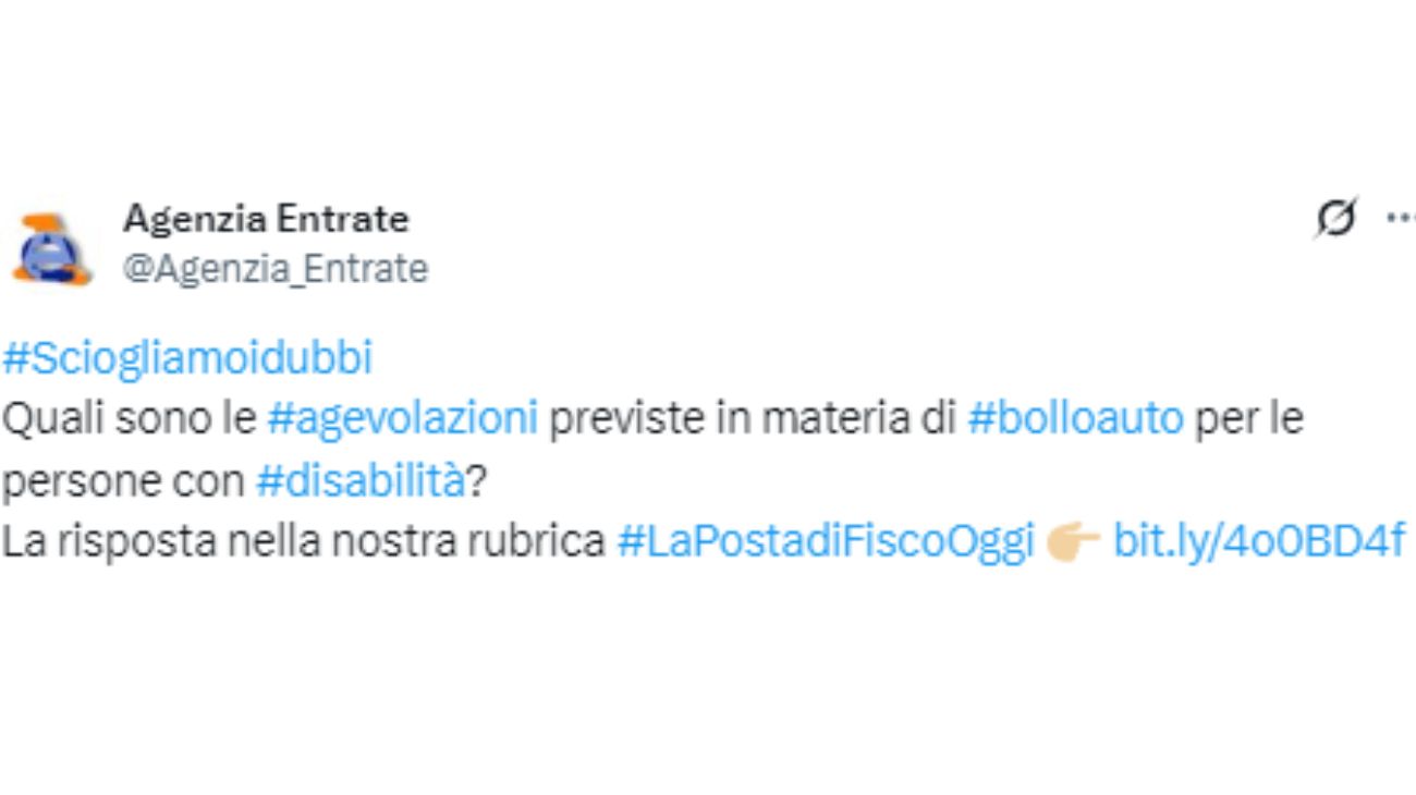 Bollo auto agevolazioni fiscali