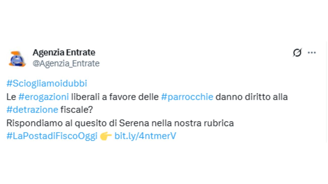 Detrazioni fiscali parrocchie