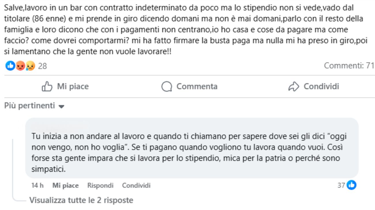 Lavoro in un bar