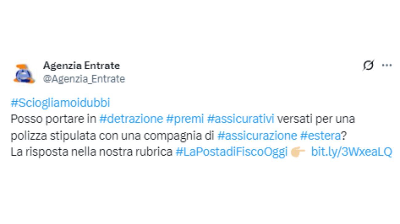 Detrazioni premi assicurativi