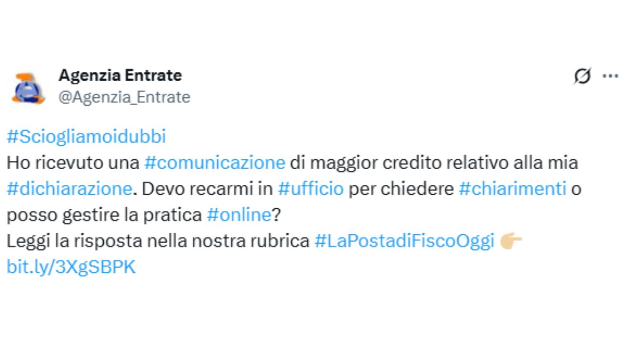 Dichiarazione dei redditi credito