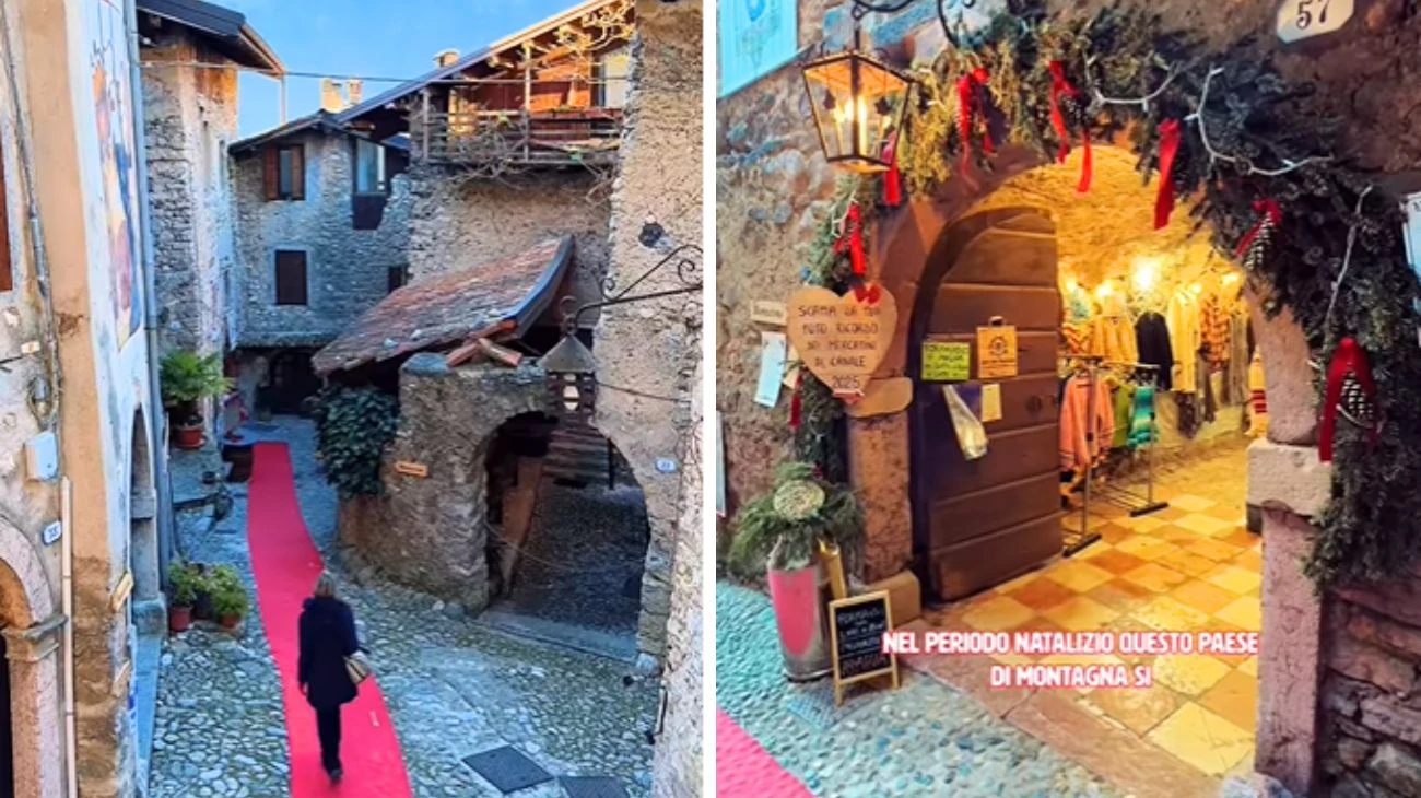 mercatino di Natale in un borgo medievale