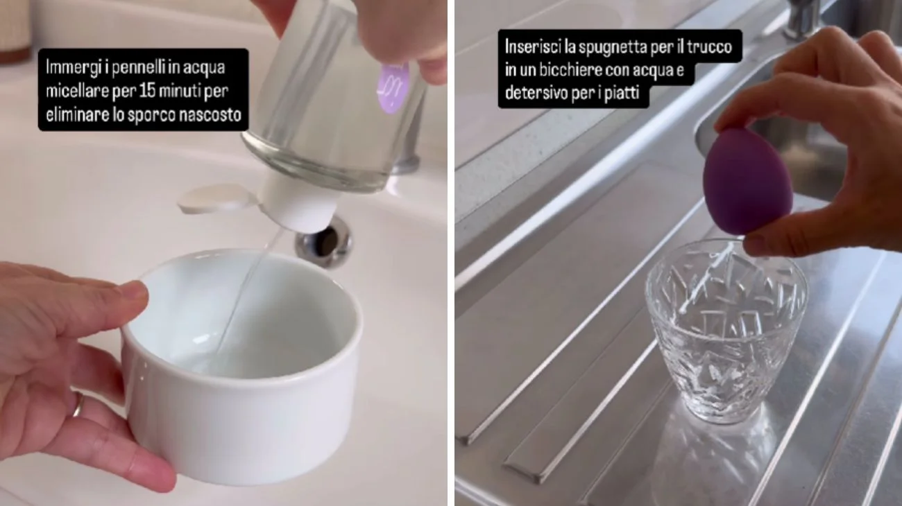 Pulire pennelli e spugnette make-up