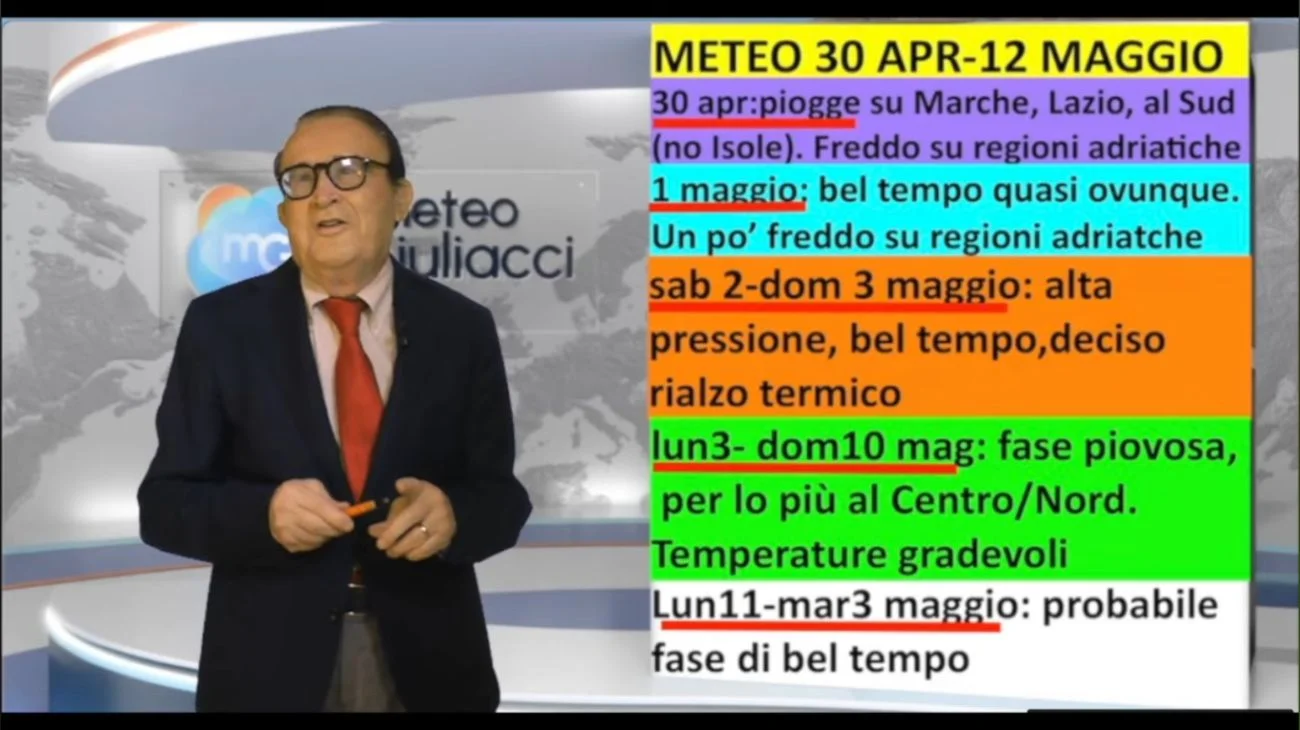 Il recap di Mario Giuliacci sulle previsioni meteo dei prossimi giorni