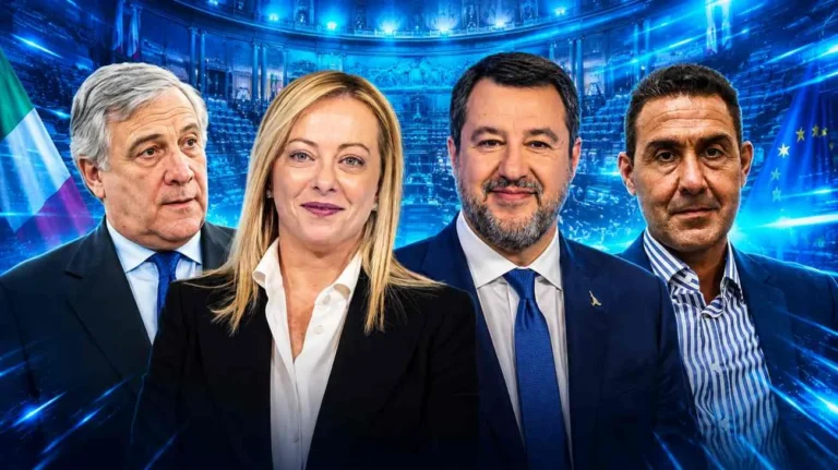 Antonio Tajani, Giorgia Meloni, Matteo Salvini e Roberto Vannacci (Immagine generata con AI) - Tuttonotizie.eu